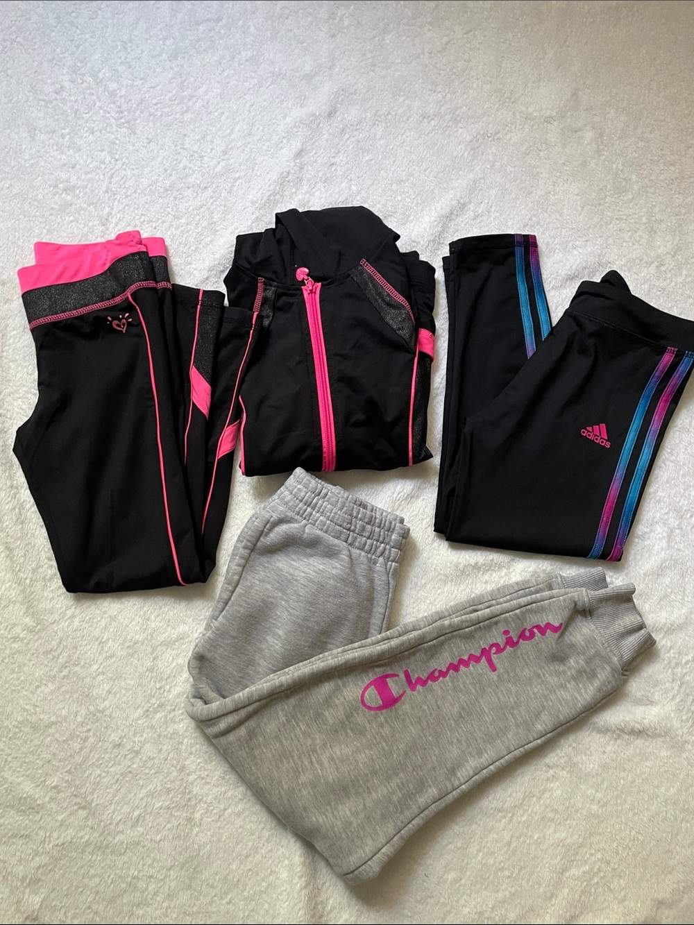 Justice Black Jacket & Legging Set with Hot Pink Trim